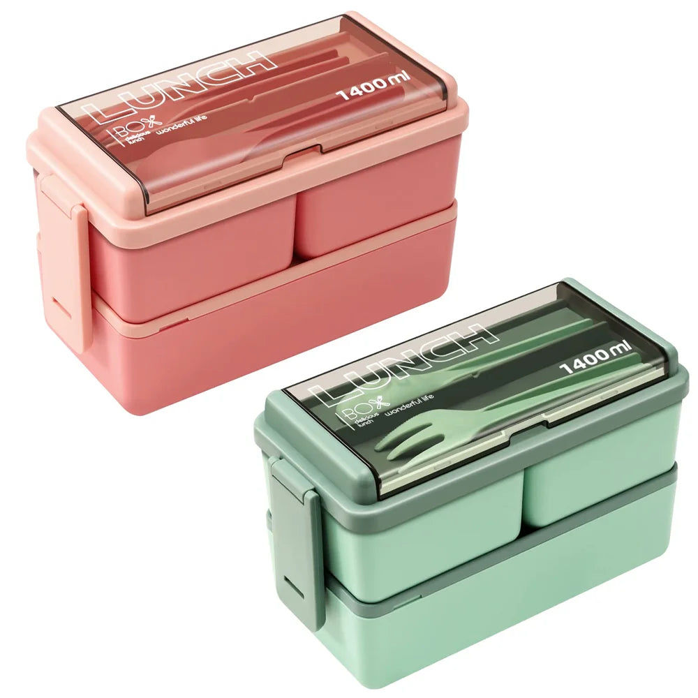 1400ml Double Layer Bento Box – Portable, Microwave Safe – Lunch for Kids, Adults