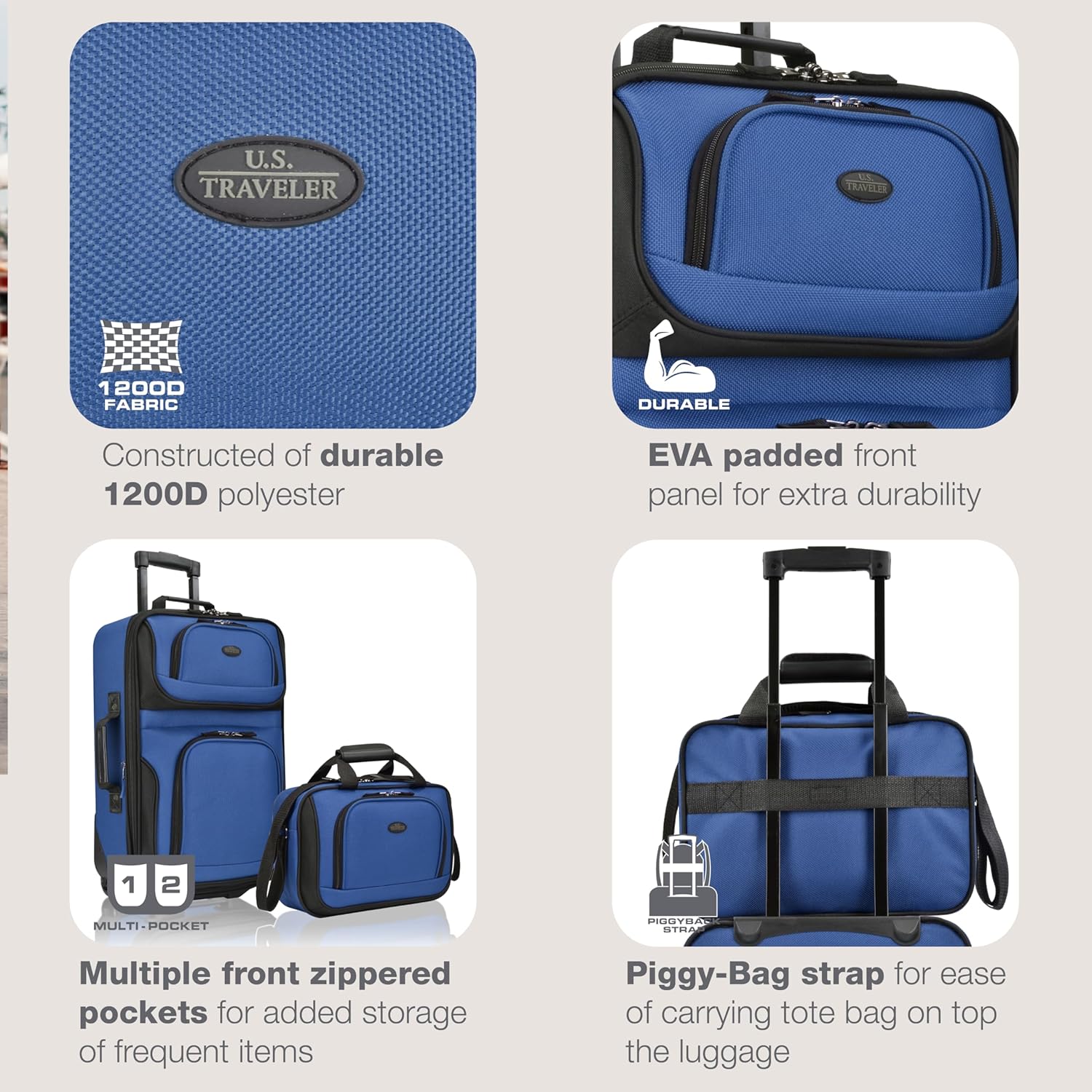 2-Piece Softside Carry-On Luggage Set with Expandable Design – Travel, Weekend Getaways