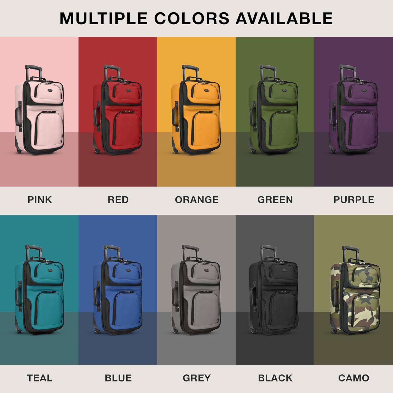 2-Piece Softside Carry-On Luggage Set with Expandable Design – Travel, Weekend Getaways