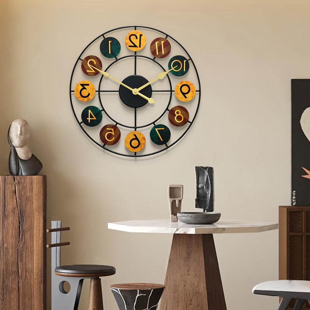 Colourful Metal Wall Clock | Retro Iron Design – Home Decor, Gift