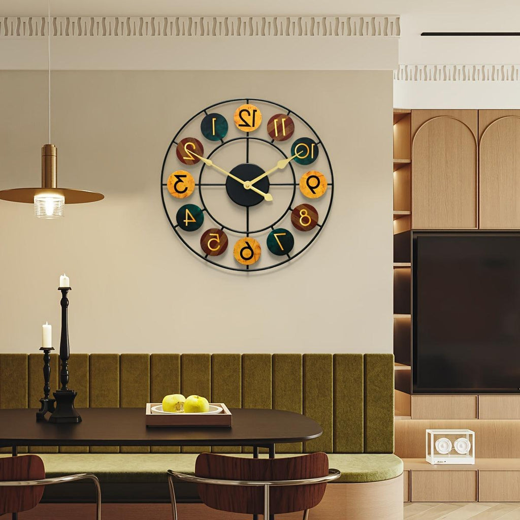 Colourful Metal Wall Clock | Retro Iron Design – Home Decor, Gift