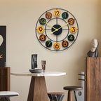 Colourful Metal Wall Clock | Retro Iron Design – Home Decor, Gift