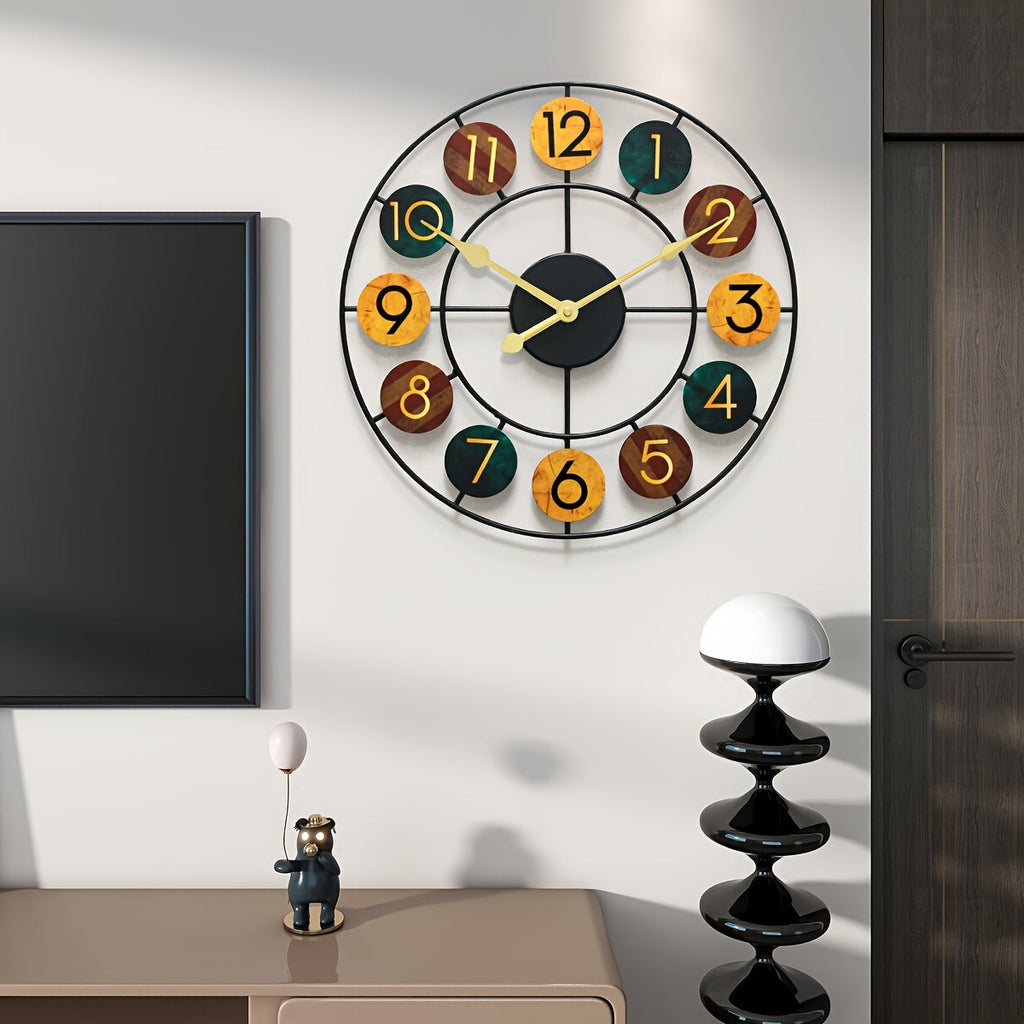 Colourful Metal Wall Clock | Retro Iron Design – Home Decor, Gift