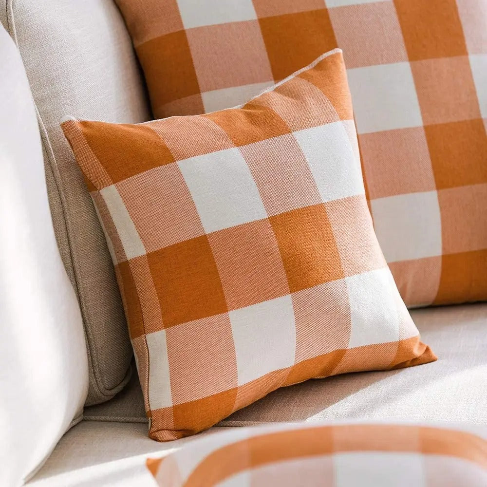 Cozy Cushion Cover in Checked Autumn Plaid – Home Decor, Gift
