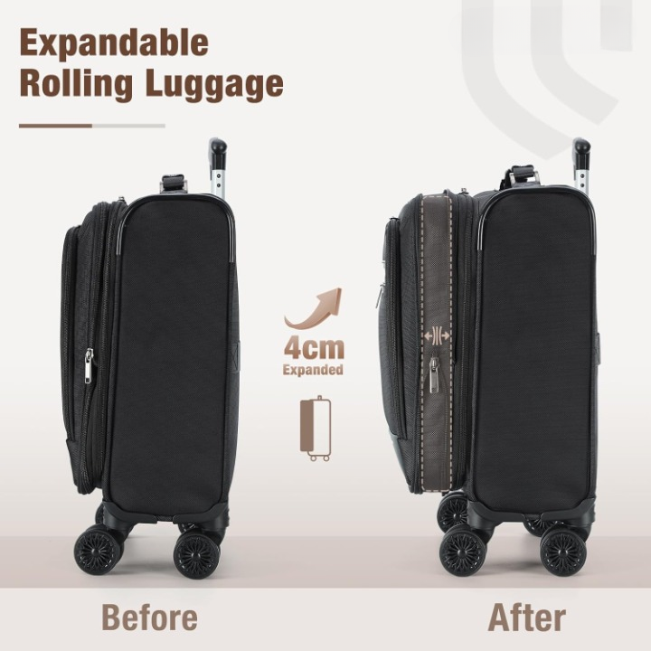 Expandable Underseat Carry-On with Spinner Wheels & Laptop Compartment – Travel, Home Office