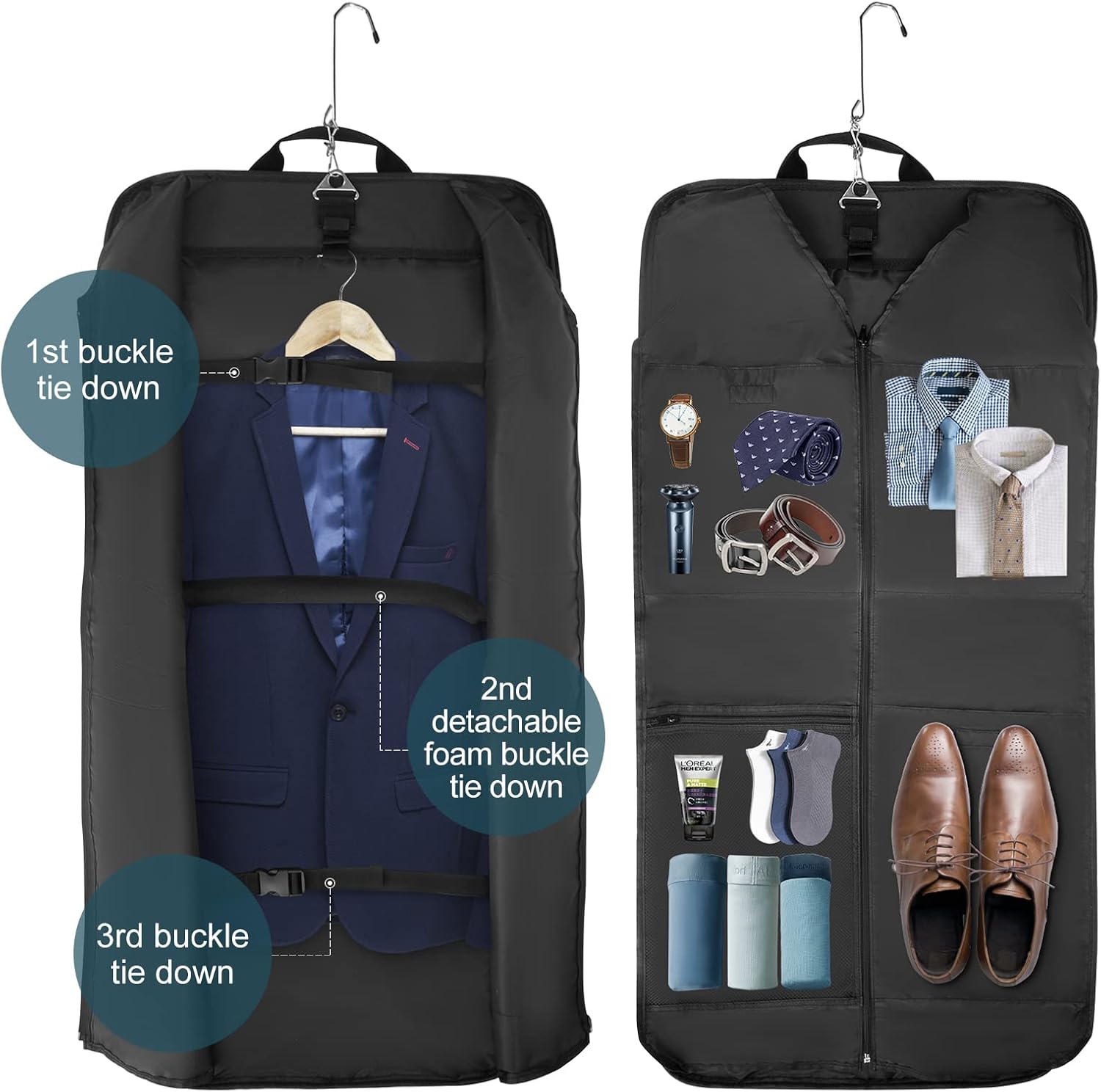 Foldable Waterproof Travel Garment Bag – Carry-On Suit Organiser with Strap, Ideal for Business Trips, Weekend Getaways