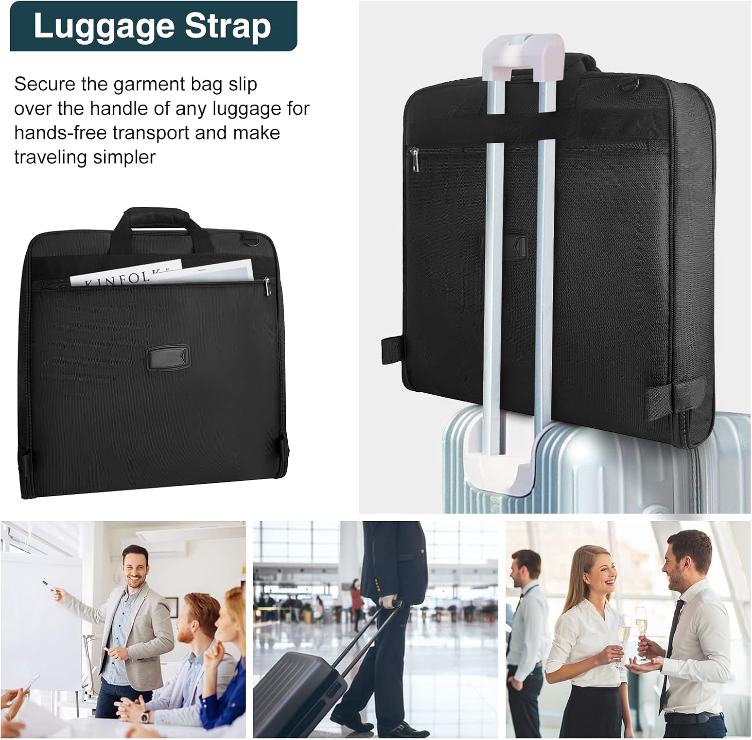Foldable Waterproof Travel Garment Bag – Carry-On Suit Organiser with Strap, Ideal for Business Trips, Weekend Getaways