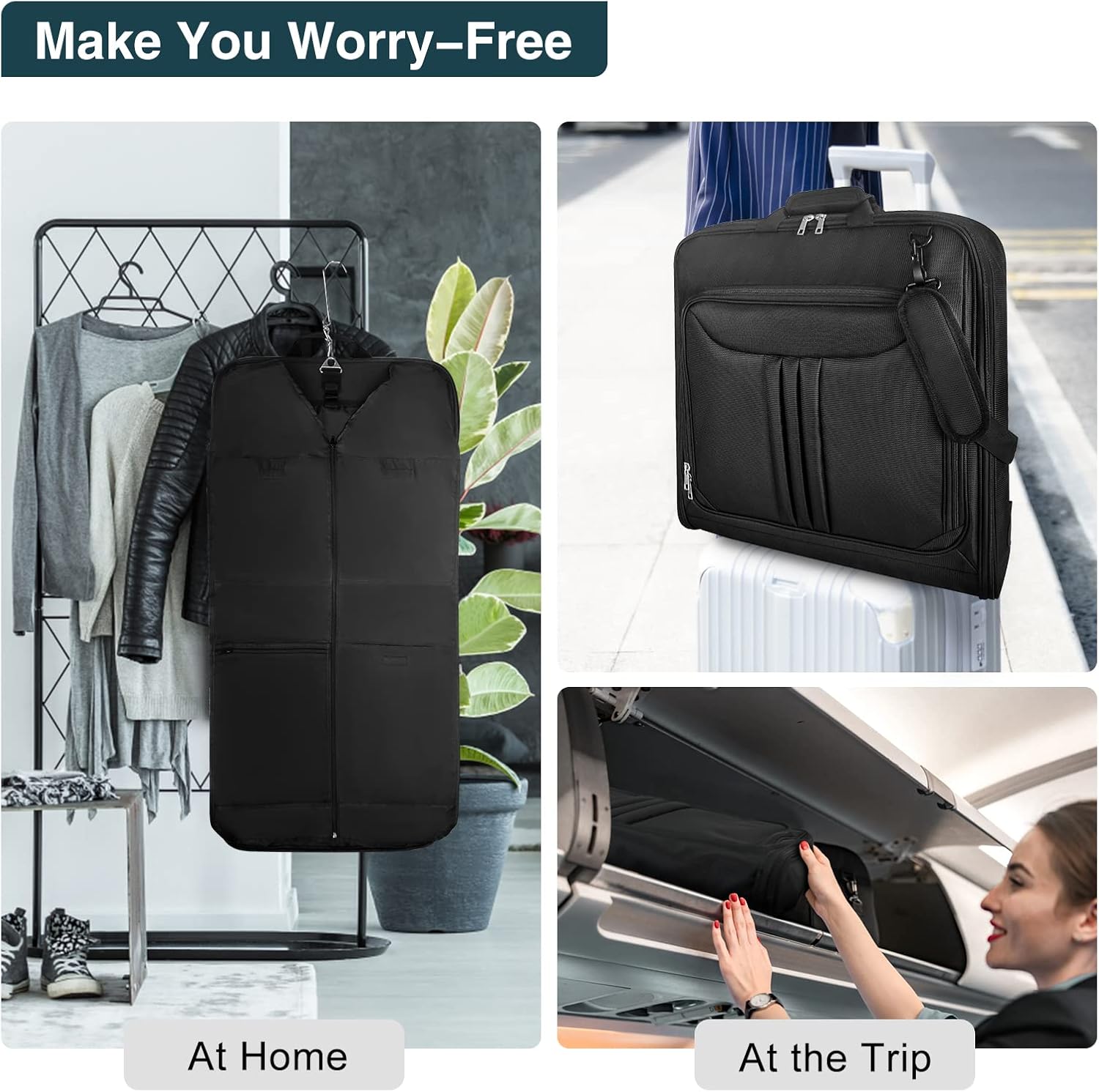 Foldable Waterproof Travel Garment Bag – Carry-On Suit Organiser with Strap, Ideal for Business Trips, Weekend Getaways