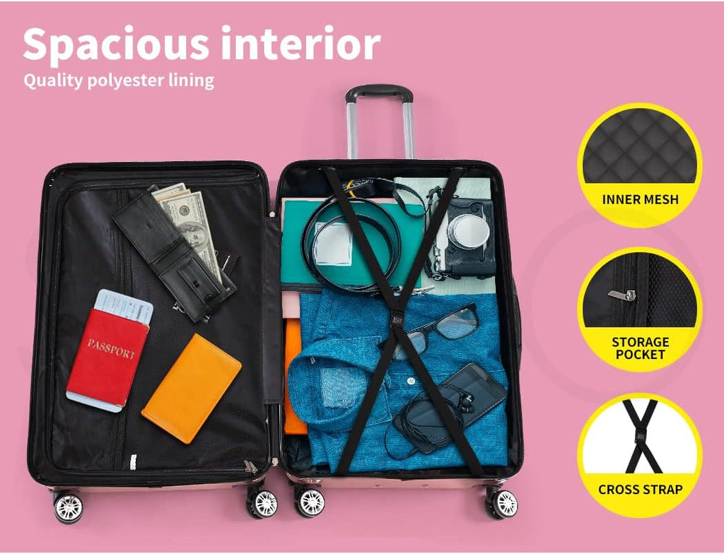 Hard Shell Carry-On Luggage with Lock & Spinner Wheels – Travel, Business Trips