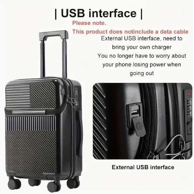 Hard Shell Carry-On with USB Port, TSA Lock – Travel, Business