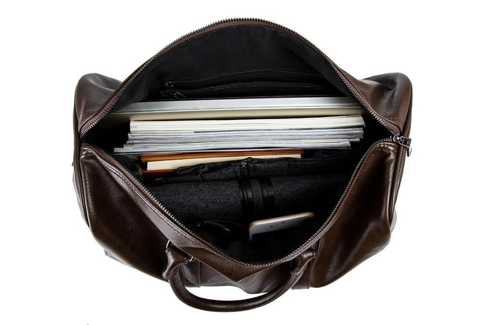 Large-Capacity Leather Travel Duffel Bag – Lightweight, Durable – Weekend Getaway, Business Trip