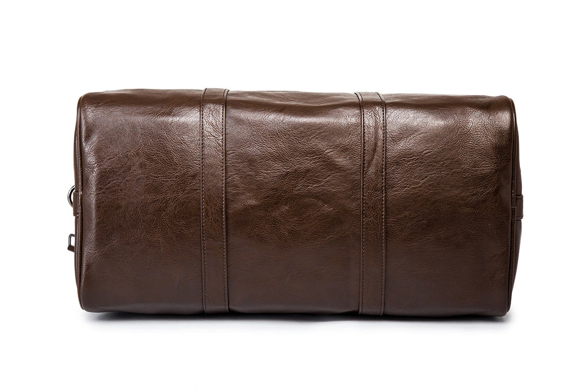 Large-Capacity Leather Travel Duffel Bag – Lightweight, Durable – Weekend Getaway, Business Trip