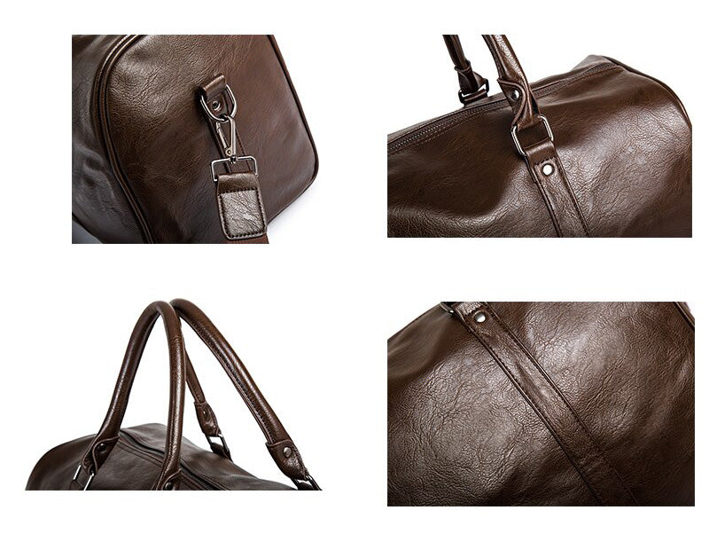 Large-Capacity Leather Travel Duffel Bag – Lightweight, Durable – Weekend Getaway, Business Trip