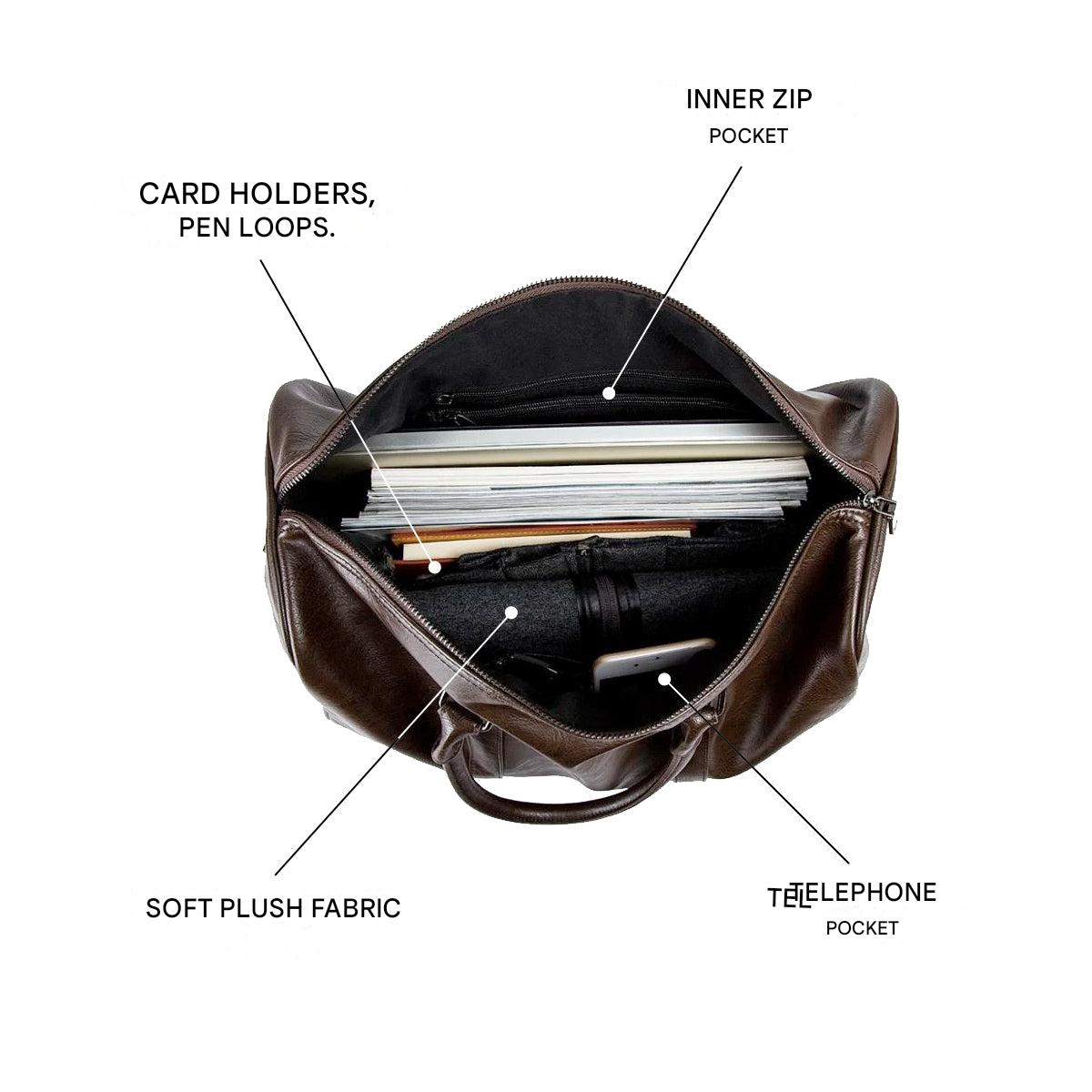 Large-Capacity Leather Travel Duffel Bag – Lightweight, Durable – Weekend Getaway, Business Trip