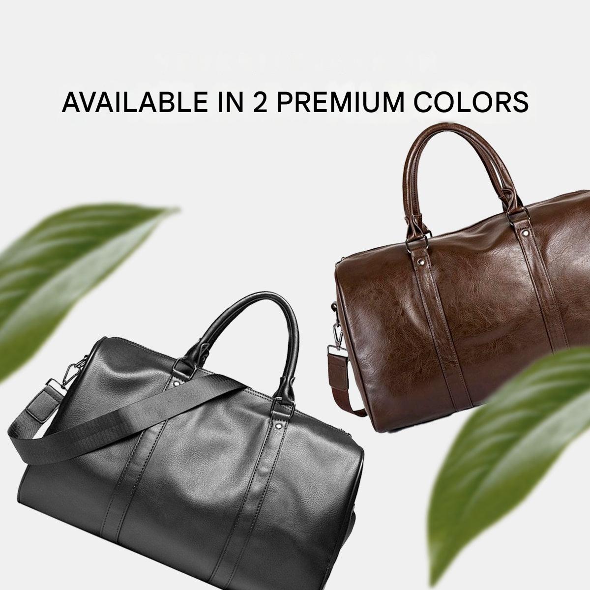 Large-Capacity Leather Travel Duffel Bag – Lightweight, Durable – Weekend Getaway, Business Trip