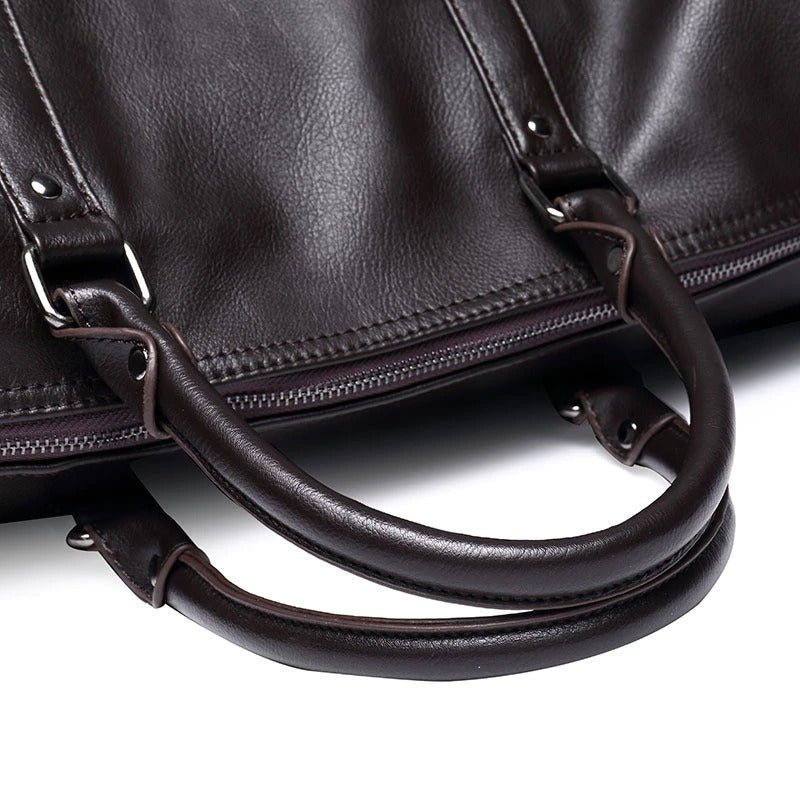 Large-Capacity Leather Travel Duffel Bag – Lightweight, Durable – Weekend Getaway, Business Trip