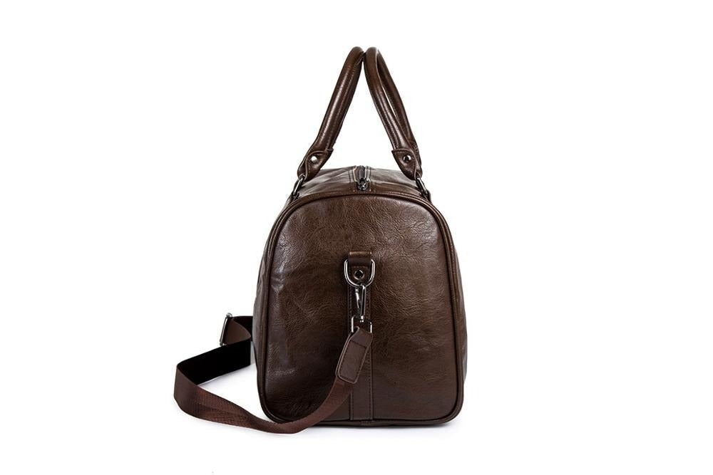 Large-Capacity Leather Travel Duffel Bag – Lightweight, Durable – Weekend Getaway, Business Trip