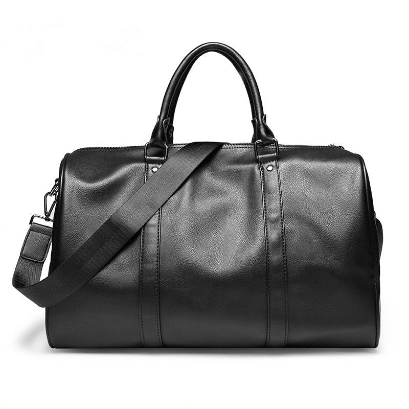 Large-Capacity Leather Travel Duffel Bag – Lightweight, Durable – Weekend Getaway, Business Trip