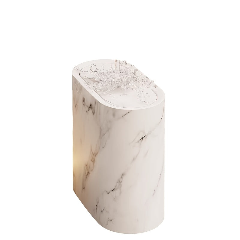 Marble Pattern Waste Bin with Lid – Bathroom, Kitchen Organization
