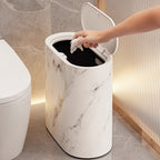 Marble Pattern Waste Bin with Lid – Bathroom, Kitchen Organization