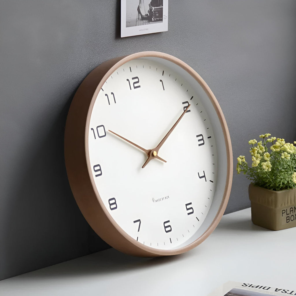 Nordic Wall Clock | Minimalist Wood Frame – Home Decor, Gift