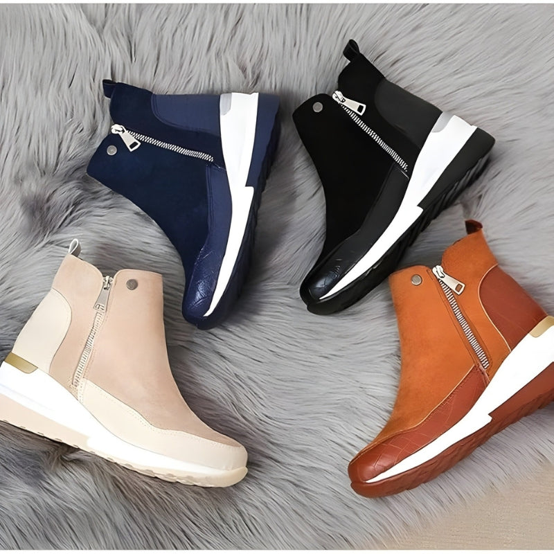 Orthopädische Leder Damen Stiefeletten – Alltag, Büro
