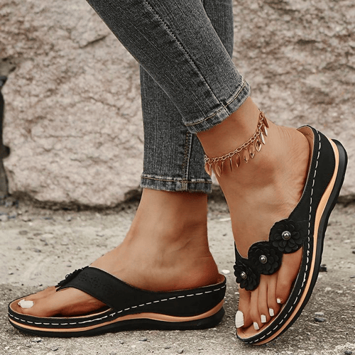 Orthopaedic Sandals for Ladies with Floral Detail – Casual, Summer Wear