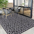 Reversible Outdoor Rug | Black & Grey | Modern Patio Mat – Garden, Camping