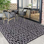 Reversible Outdoor Rug | Black & Grey | Modern Patio Mat – Garden, Camping