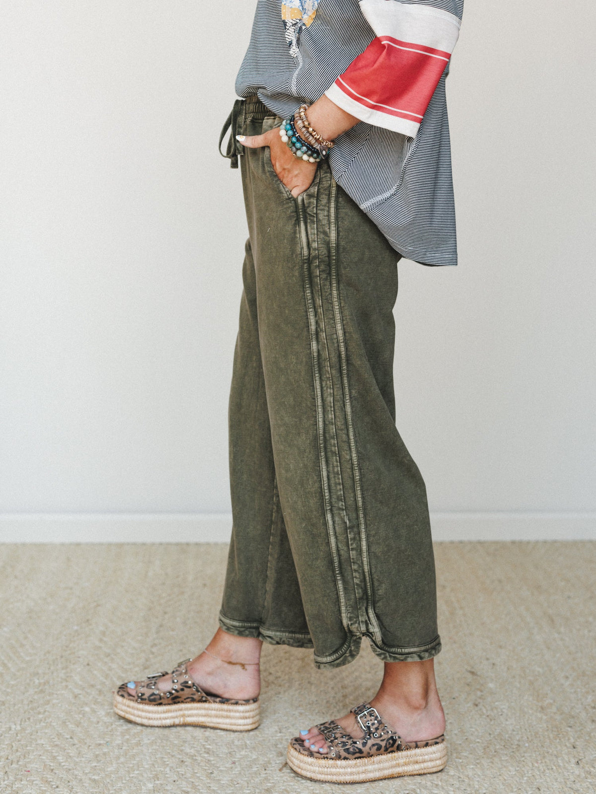 Cropped Wide Leg Pant – Olive, Comfy Fit, Casual Wear, Everyday Style