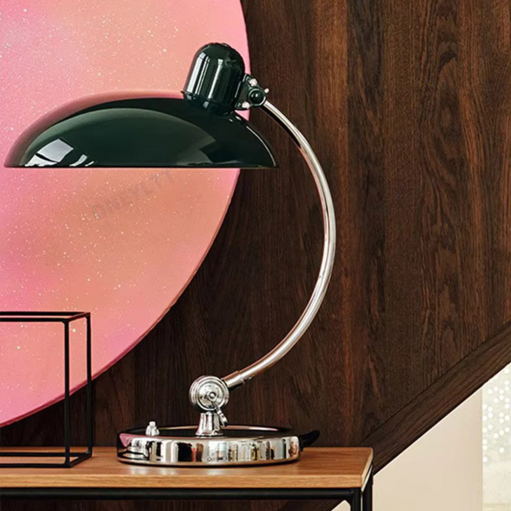 ScandiArc Table Lamp | Curved Metal Design – Home Office, Gift