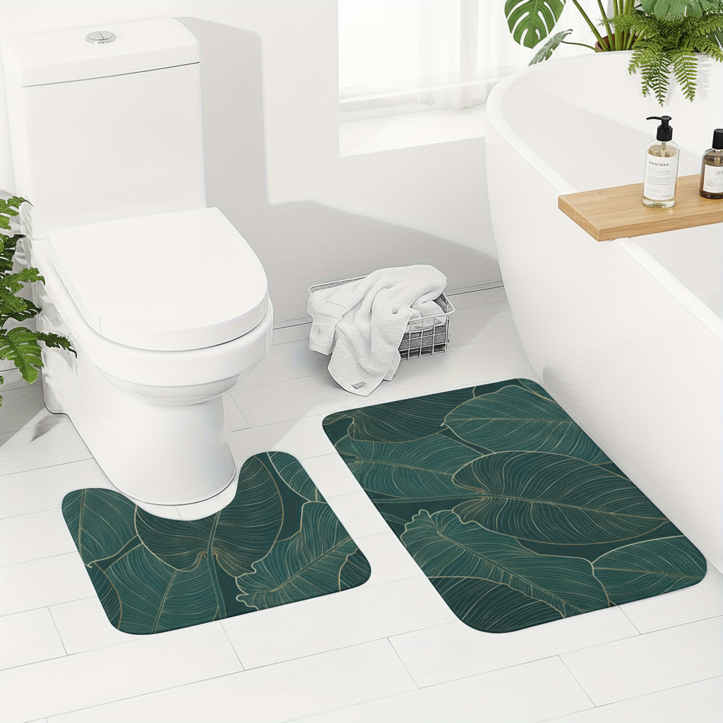 Two-Piece Bath Mat Set – Soft Material, Quick-Dry – Bathroom, Home Decor
