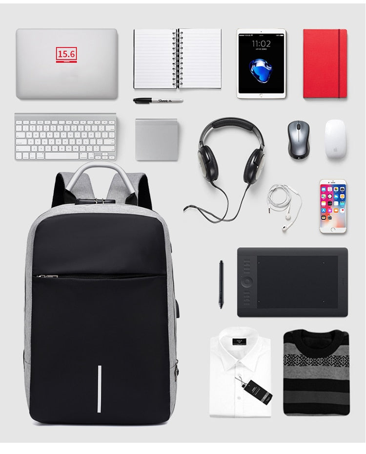 Water-Resistant Anti-Theft Backpack with USB Charging Port – Travel, Commuting