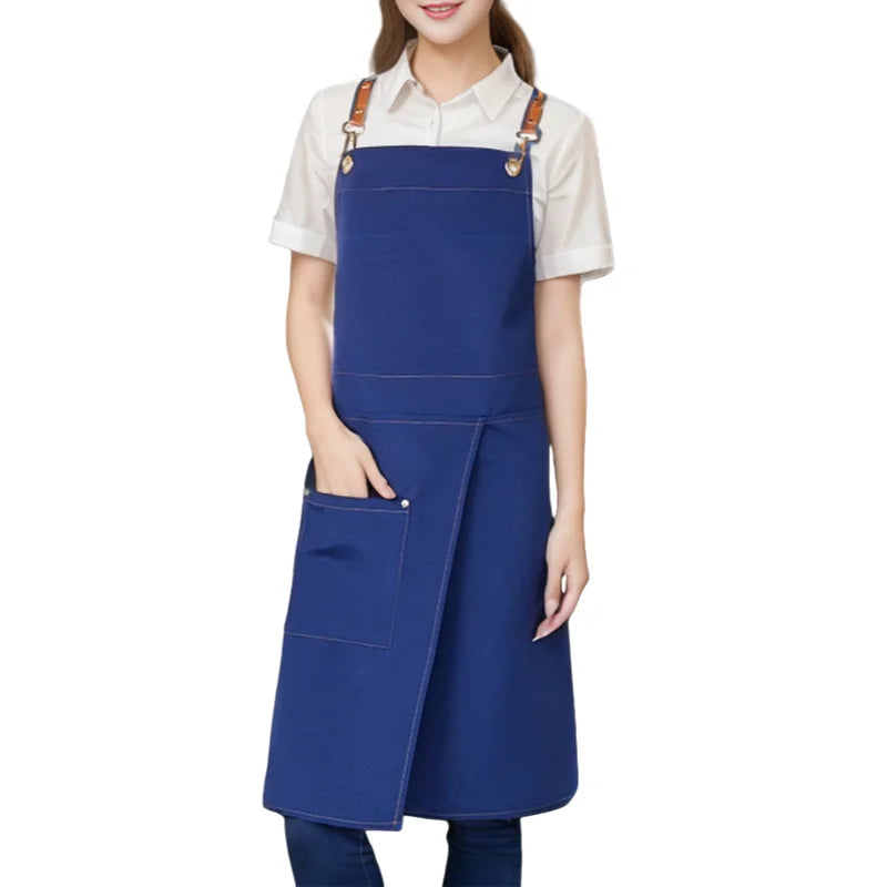 Waterproof Canvas Apron with Split Skirt Design and Pockets – Cooking, Crafting