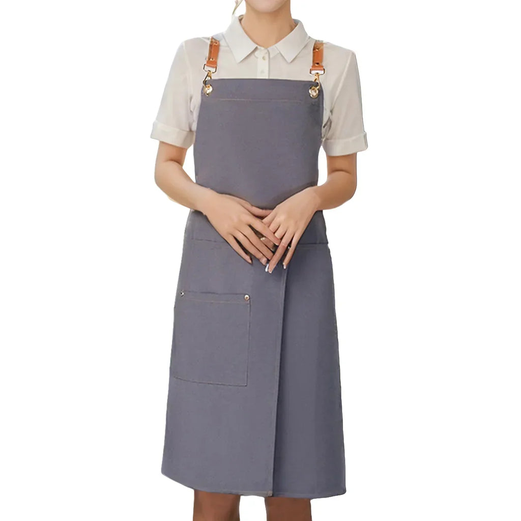 Waterproof Canvas Apron with Split Skirt Design and Pockets – Cooking, Crafting