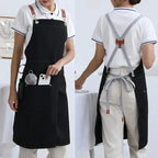 Waterproof Canvas Apron with Split Skirt Design and Pockets – Cooking, Crafting