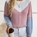 Colorblock Knit Sweater – Casual Wear, Stylish Layering